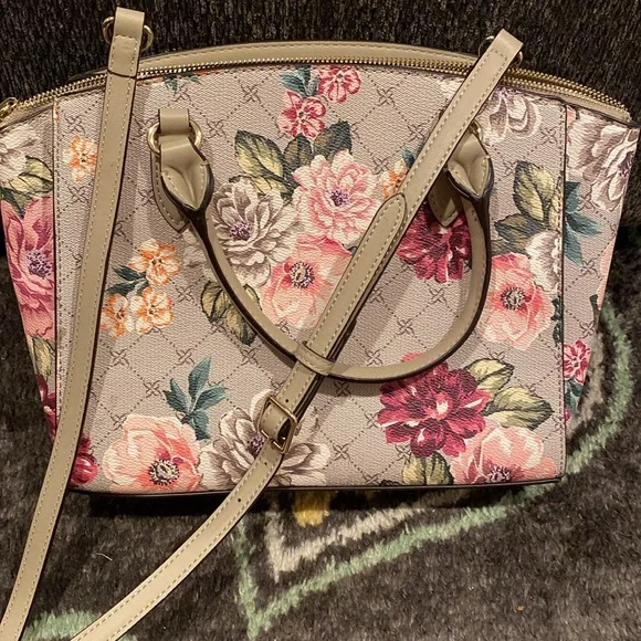 Nine West floral crossbody/shoulder top zip satchel - Picture 8 of 10